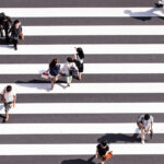 People crossing lane